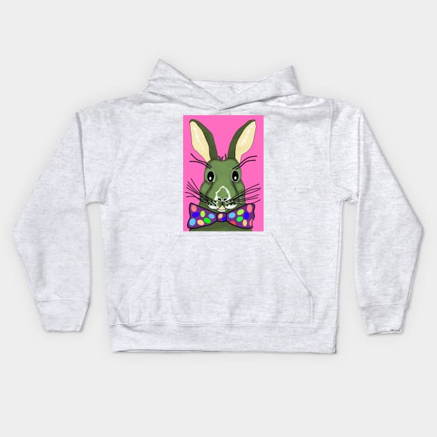 EASTER Bunny Rabbit Pink - Funny Easter Bunny Art Kids Hoodie by SartorisArt1